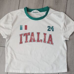 Grayson Threads White and Green Italia Women's Jersey Top